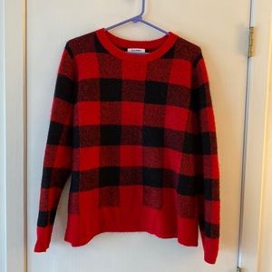 Old Navy Red/Black Buffalo Check Plaid Sweater